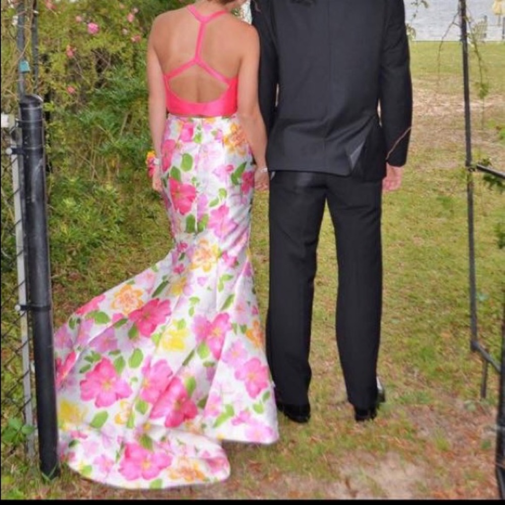 Pink floral prom dress!!!
